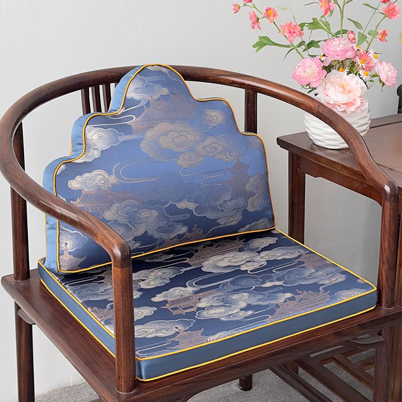 新型中国风实木椅垫、扶手椅、茶椅、坐垫、坐垫可定制、可拆卸、