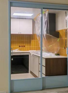 定制蓝色法式覆古老钢窗阳台拉门吊轮厨房客厅化妆室彩色移门