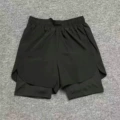 Black Double-Layer Quick-Dry Shorts (Small Swoosh)