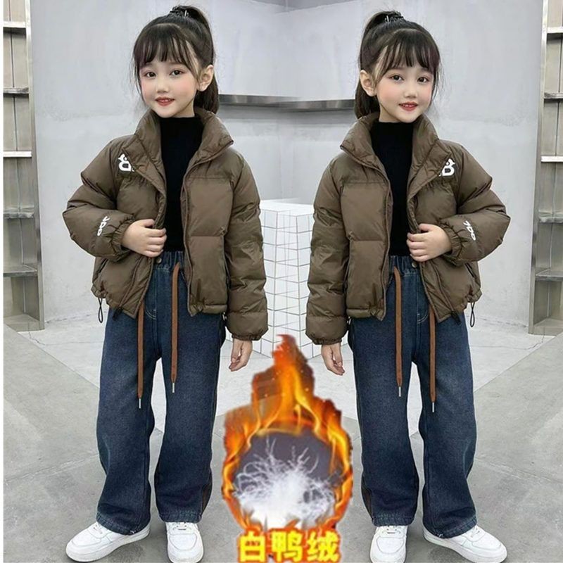 女童儿童冬季新款冬装羽绒服2024网红短款加厚保暖外套洋气白鸭绒