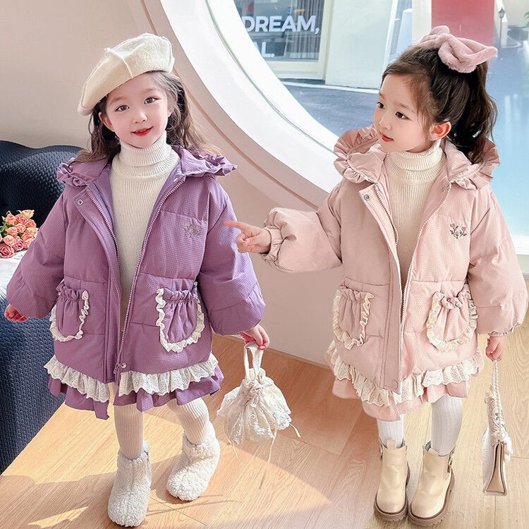 女童羽绒服中长款2024新款宝宝洋气洛丽塔冬季冬装白鸭绒加厚外套