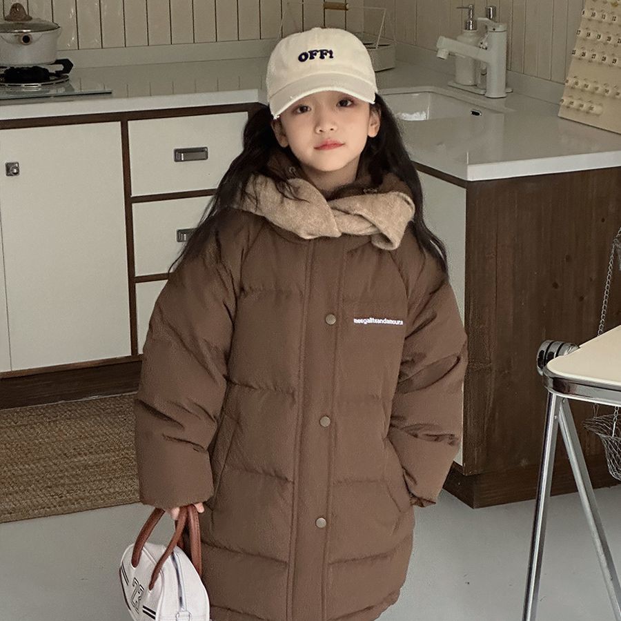 韩国童装儿童羽绒服美拉德中长款加厚过膝面包服男童女童宝宝冬装