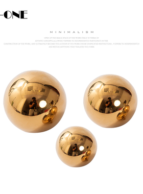 304不锈钢金属圆球装饰品托盘内软装设计师配饰金W银色摆台小摆件