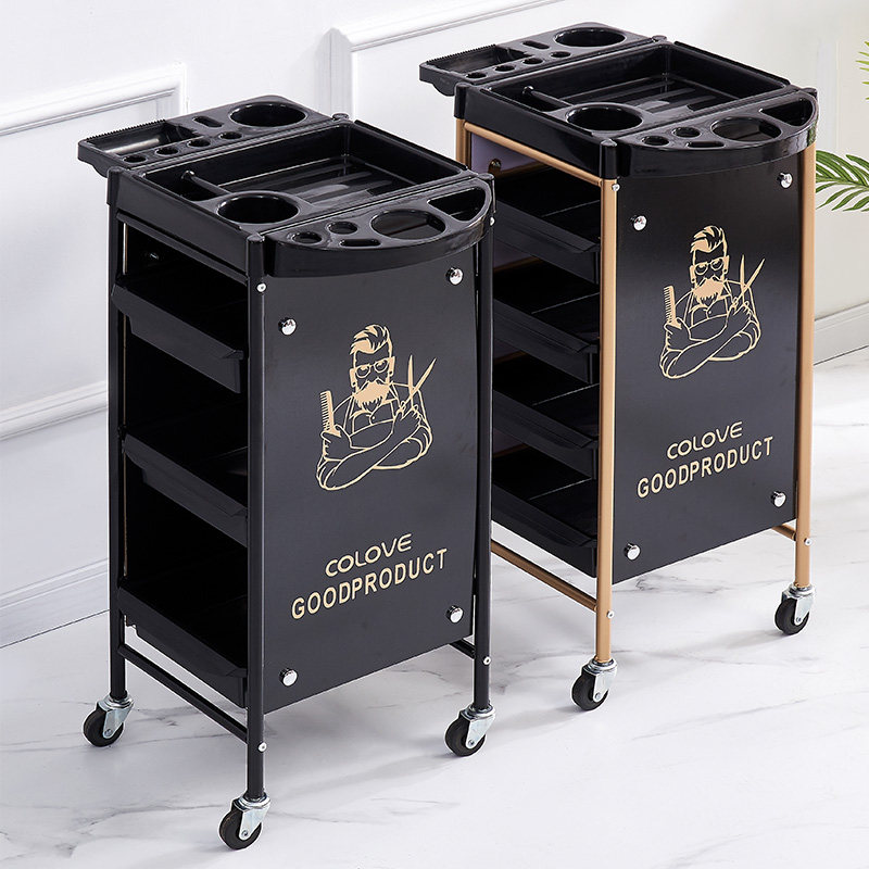 新款复古美发车发廊工具小u推车理发店烫染发型师加固专用手推杠