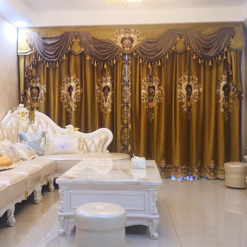 宫廷风欧式客厅别墅奢华大气丝绒刺绣窗帘卧O室遮光落地窗纱帘成,居家布艺,定制窗帘,淘宝优惠券,粉丝福利购,淘宝优惠卷