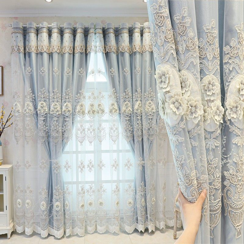 欧式大气奢华粉色布m纱一体双层遮光窗帘成品浮雕绣花别墅客厅卧,居家布艺,定制窗帘,淘宝优惠券,粉丝福利购,淘宝优惠卷