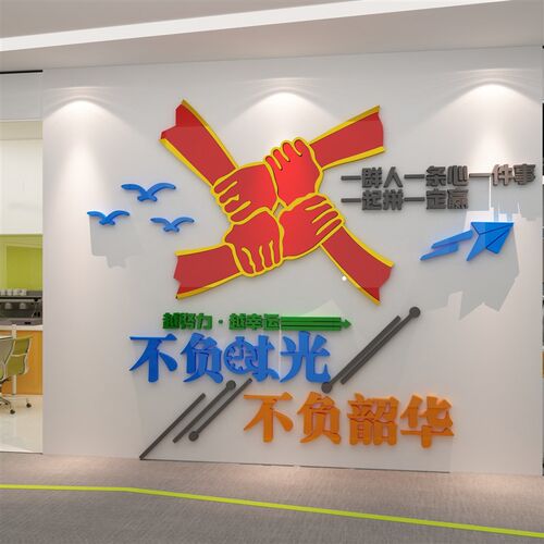 一群人件事e条心励志墙面标语会议公司企业文化设计办公室区装饰