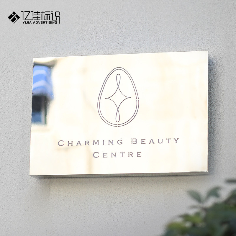 镜面ins背发光k灯箱门头招牌定做广告牌制作户外贴墙展示牌不锈钢