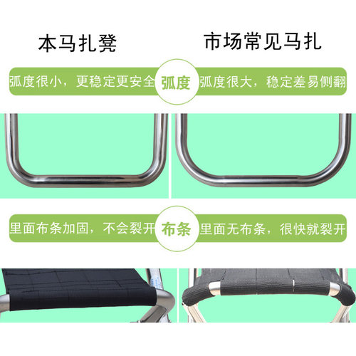 烟雨舟升级小号加厚不q锈钢折叠马扎凳子庭院聚餐户外垂钓坐车板
