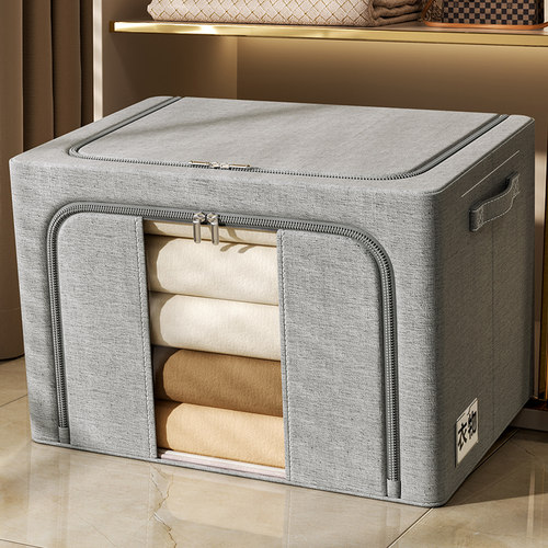 棉麻百纳箱羽绒服被子收纳箱