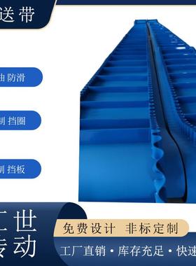 青岛厂家直售蓝色输送带加挡板传输带裙边食品级输送带