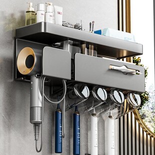 吹风机置物架免打孔置物架浴室厕所牙刷卫生间一体纸巾洗脸巾新款