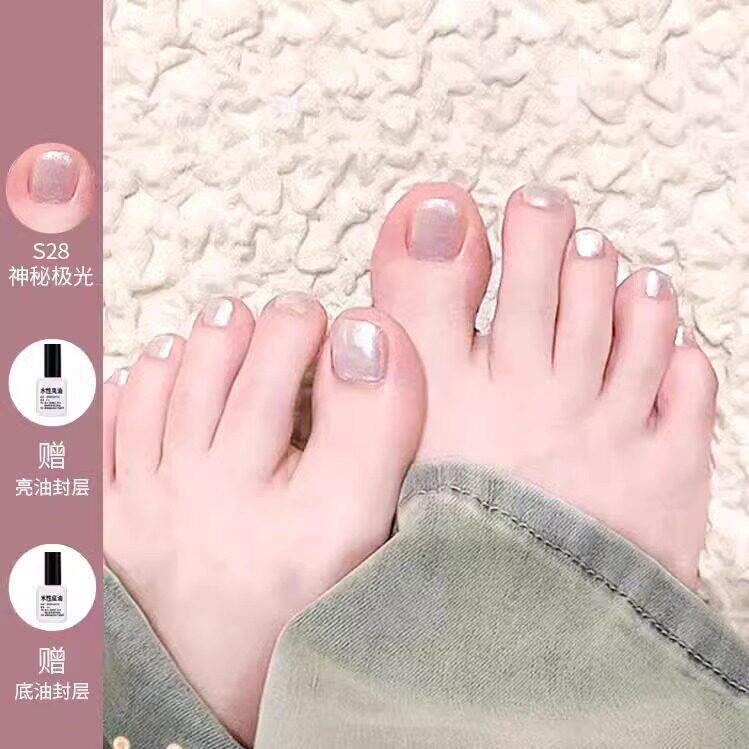 热销拉手樱脚指甲油225新款大桃红0爆闪香槟金春夏不可撕免指甲油