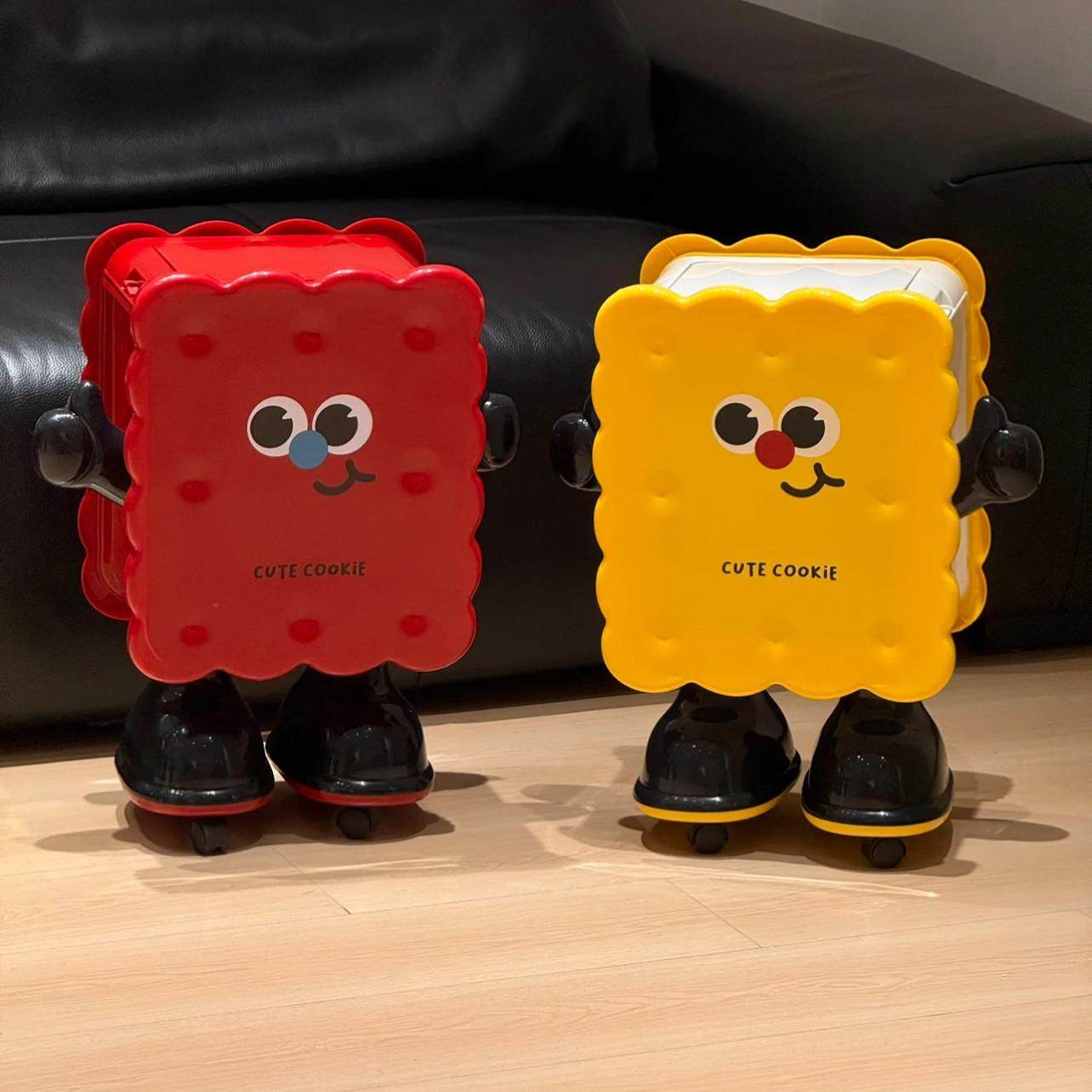 可爱夹心饼干垃圾桶家用客厅卡通大容量按压式可爱创意带盖带轮