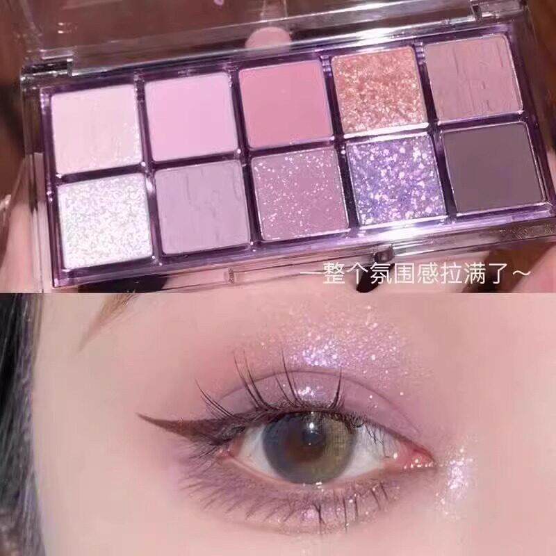 推IAX荐十色眼影盘珠光哑光淡细闪亮片芋紫香纯欲饱低和妆大地色