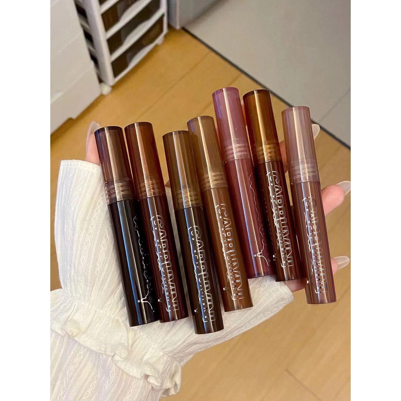 低饱和巧克力蜜酱唇蜜镜面水光唇釉玻璃唇持久滋润素颜显白口红