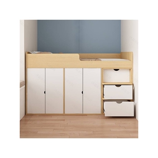 小户型多功能高箱储物实木床儿童房半高床单人床衣柜一体组合工厂