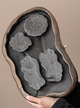 中式式荷叶茶盘23JS0427家用客厅小型泡陶古瓷复茶几干台储水排水