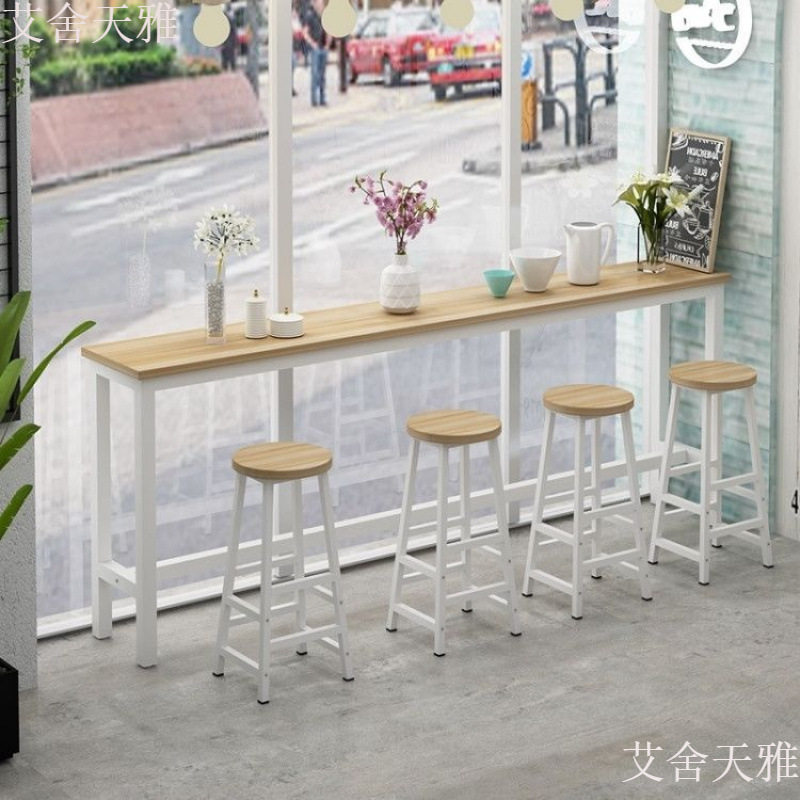 酒吧桌高级感靠墙吧台桌阳台窄条桌奶茶店高脚桌椅长条桌超窄桌子
