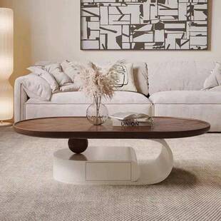 设GZW计厅师奶油现代型简约轻奢茶几客实古木复古小户家用风