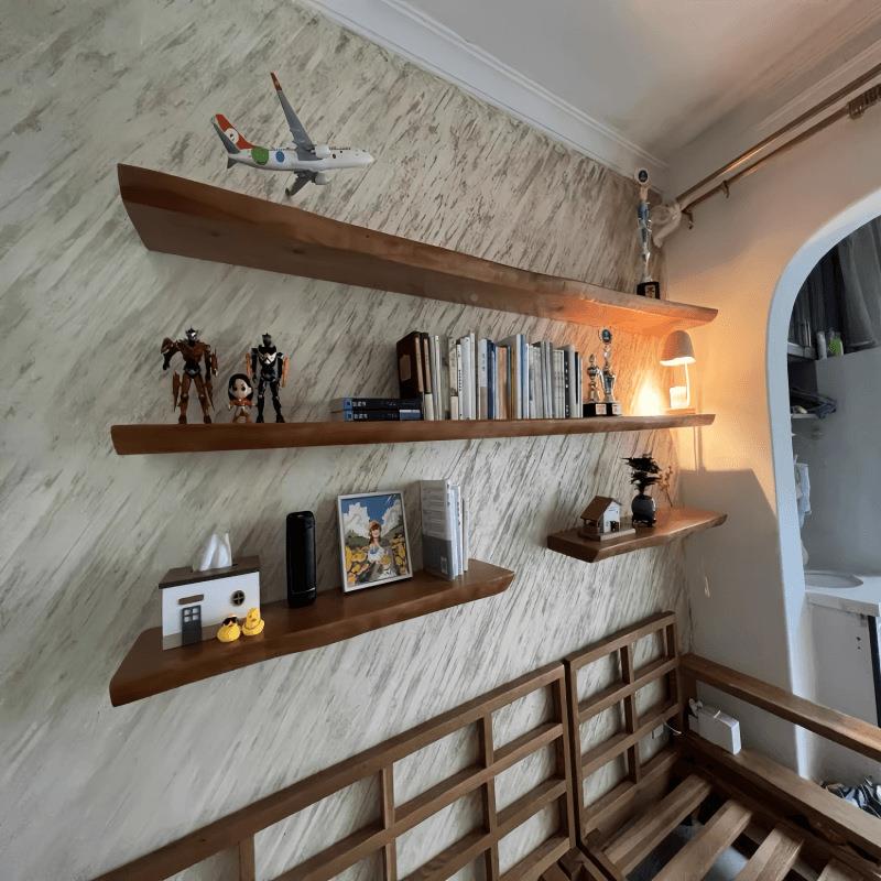 墙壁书架墙上板置物架挂一隔板装饰OFK架壁原木层字搁板客厅背景