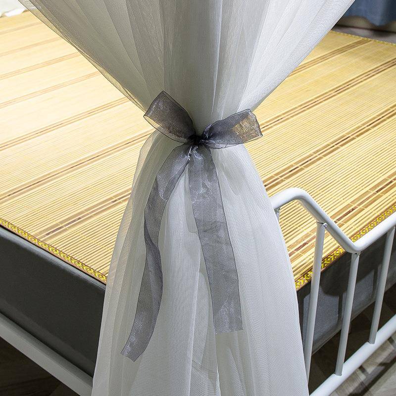 日式蚊帐三开门加加不锈粗钢木厚双OAO纹支架方顶帐人加密帐子宫