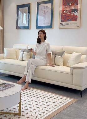 字型沙客厅小户30975型简约意式现新代奶油款直排沙发家发一具