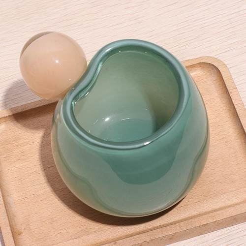 纯手工吹意制玻璃YMR花瓶创插花摆璃件球水培器皿玻化妆刷带收纳