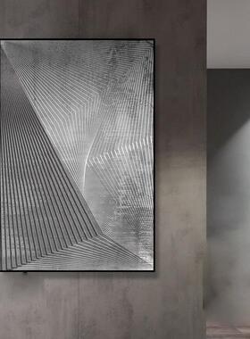 现代约黑线白条抽象装饰画客落厅ZUX简地画玄关壁画工业风办公室