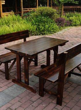 Bw1实木碳化防腐夜市啤酒广TPB场防庭木院烧烤大排腐档户外仿古餐