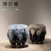 设计师小怪兽可爱摆件羊毛凳高定创意玻璃钢独角兽网红样板间矮凳