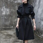 女2024新款 黑色中长款 风衣时尚 春秋百搭气质女神范过膝英伦风外套