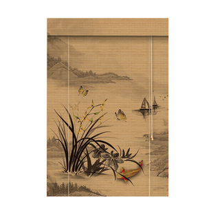 竹帘卷帘窗帘拉卷式 饰帘子 禅意新中式 茶室遮光遮阳屏风背景隔断装