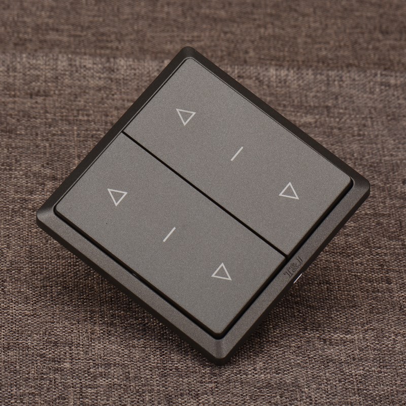 86型二位电动窗帘回弹开关 双开按键自动复位面板天基牌 多颜色