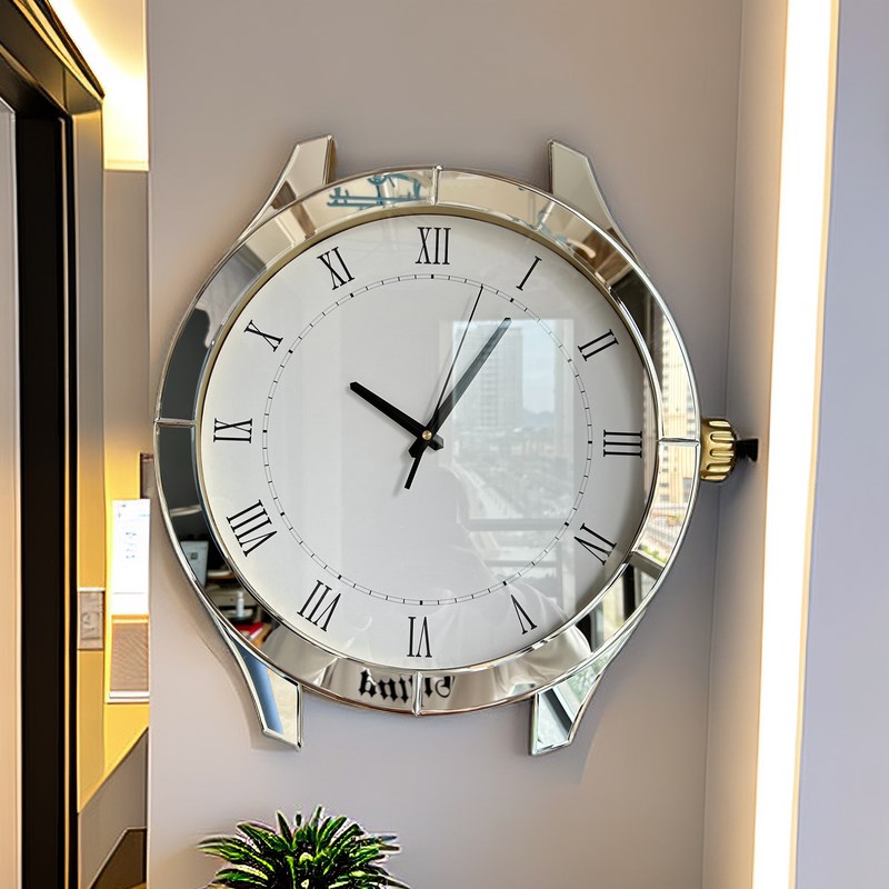 客厅轻奢时尚挂钟餐厅简约个性装饰时钟创意贴镜静音钟表太阳机芯