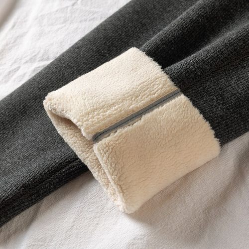 羊羔绒打底裤女外穿秋冬高腰紧身加绒加厚保暖裤螺纹灰色500g长裤