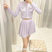 紫色名媛风套装 TWO女装 2023早秋新款 高级赶温柔气质两件套