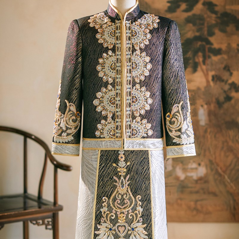 男士秀禾服2024年新款中式新郎装结婚礼服接亲唐装龙凤褂男装秀和