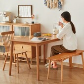 日式 凳卧室床尾凳 实木长条凳家用吃饭凳子餐凳原木色长凳子换鞋