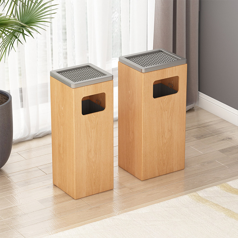 酒店垃圾桶大堂立式大号带盖带烟灰缸实木写字楼走廊电梯口垃圾箱