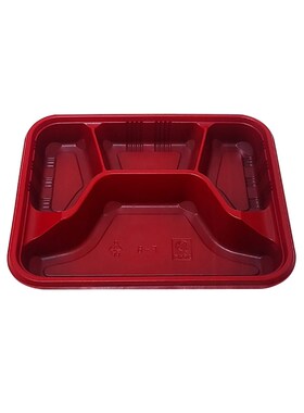 分体一次性餐盒饭盒3三4四5五格外卖打包红黑黄白色透明盖快餐盒