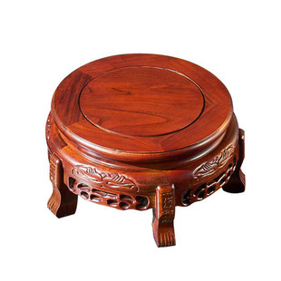 实木花盆底座圆形榆木鱼缸中小型奇石佛像拖架盆景工艺品花瓶底座