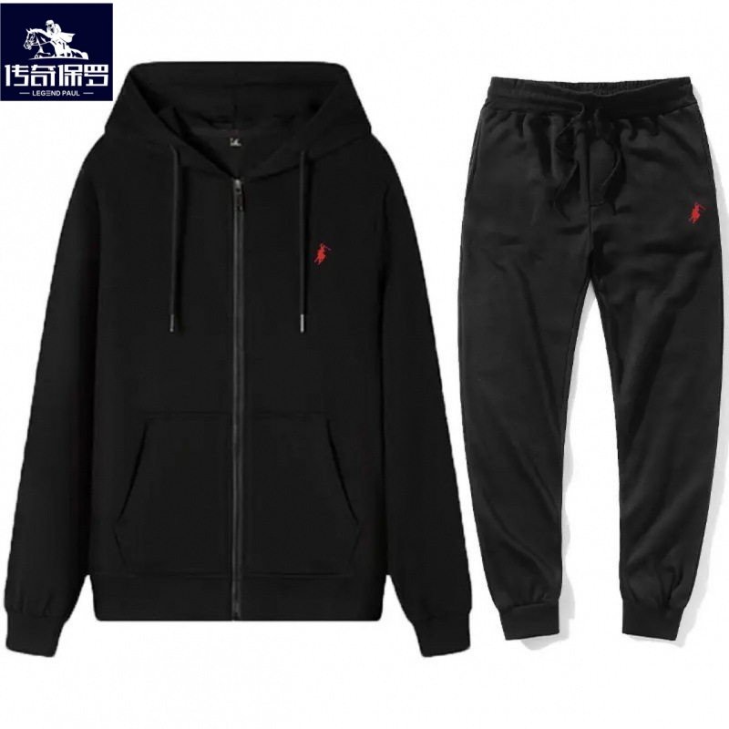 保罗春秋款长袖卫衣男士休闲拉链纯色刺绣小马标拉链开衫外套