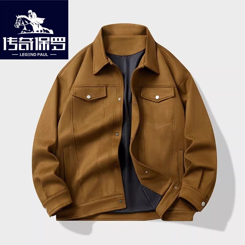 保罗外套男士春秋季2025新款潮牌宽松工装夹克男装翻领休闲上衣服