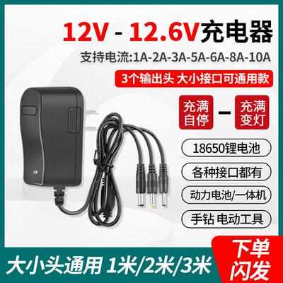 12V锂电池充电器12.6V1A2A6A10A移动电源动力按摩器手电钻充电器8