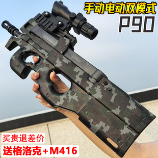 全自动P90冲锋水晶电动连发玩具儿童男孩手自一体仿真软弹专用枪