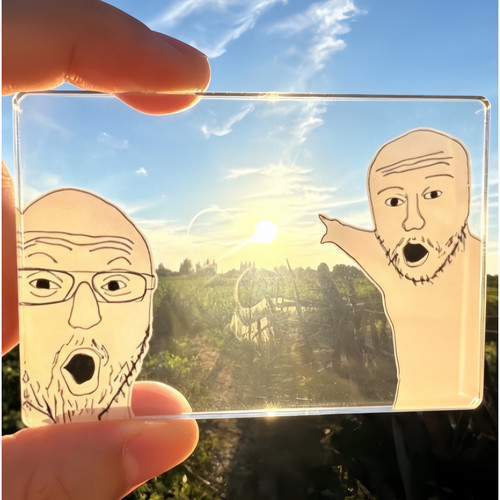 原始人meme透卡抽象亚克力板拍照工具指人书签创意旅游打卡取景框