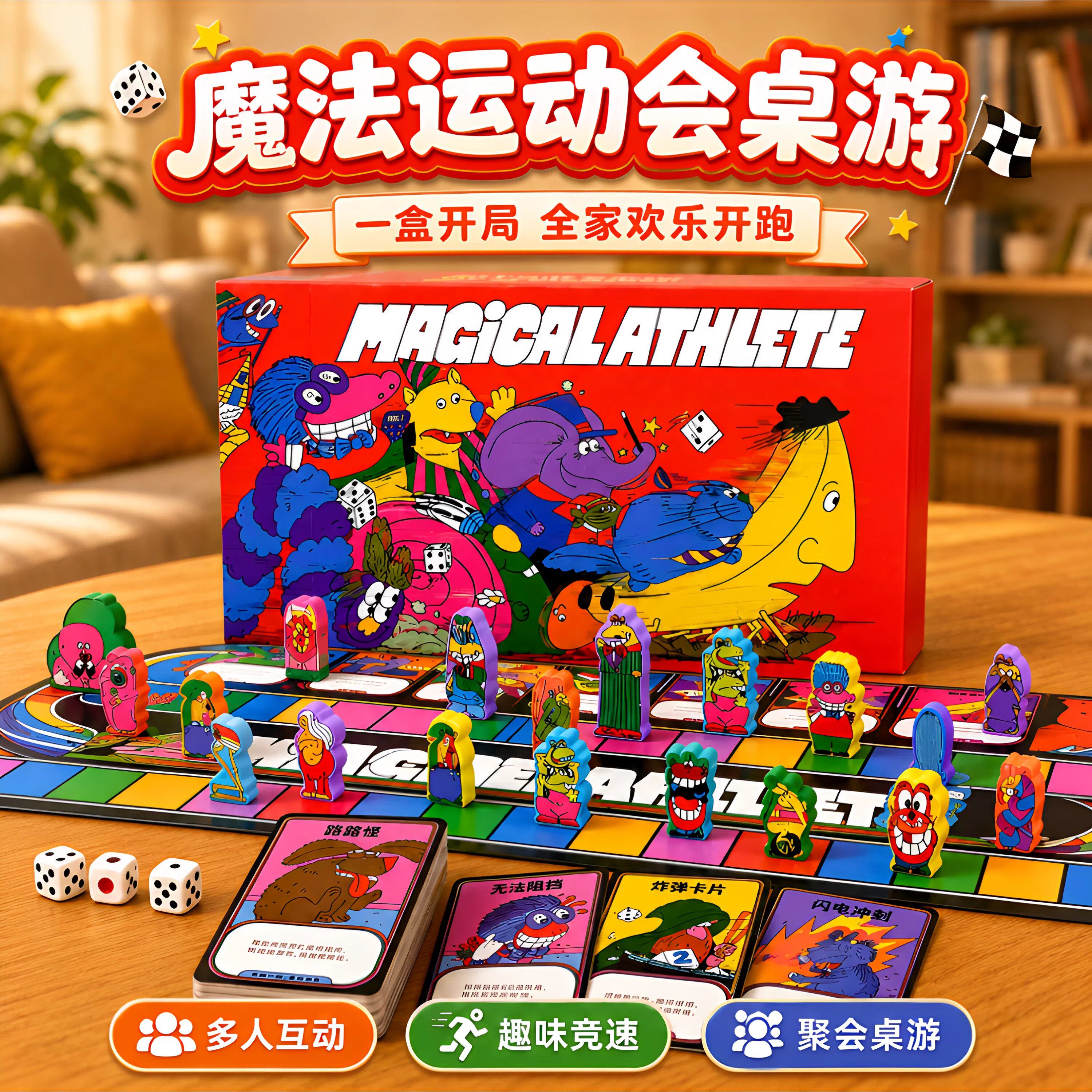 趣味魔法运动员创意卡牌桌游胡闹运动会休闲派对欢乐桌面游戏