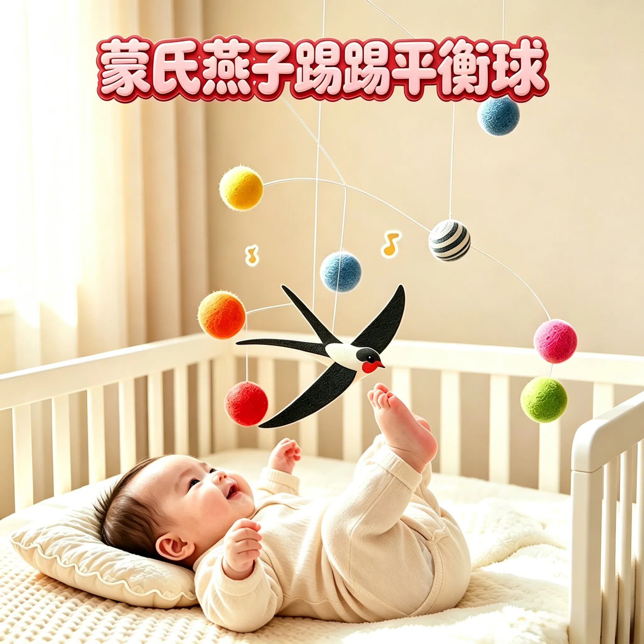 高颜值撞色悬浮平衡球吊饰蒙氏益智婴儿玩具幼儿园感官训练挂件