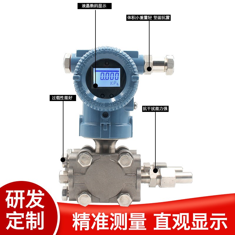 现货速发051电容式差压变送器51智能数显高精度4-20mA压力微差压